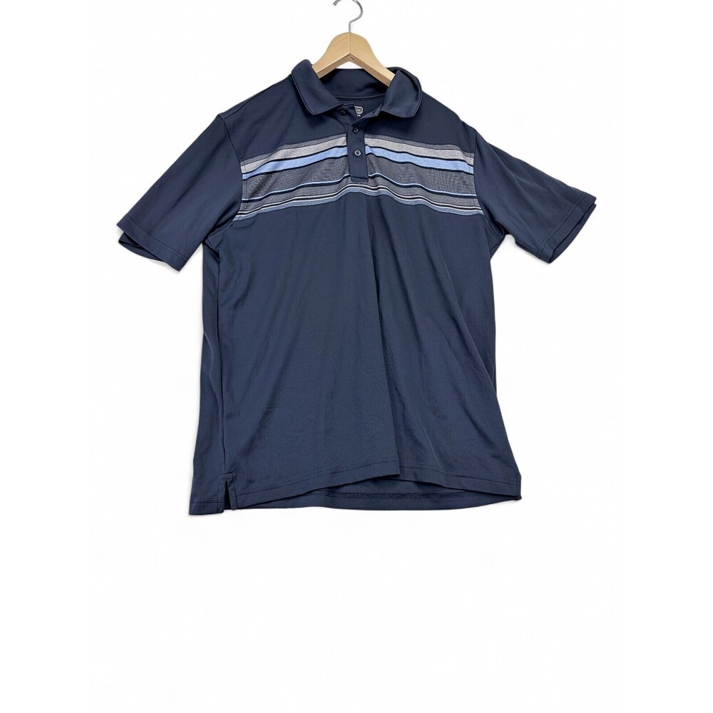 Pebble Beach Men's L Striped‎ Golf Polo Three-Button Collar